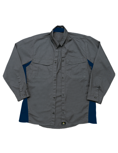 Camisa profesional mangas largas Dry Tech gris con azul Driven