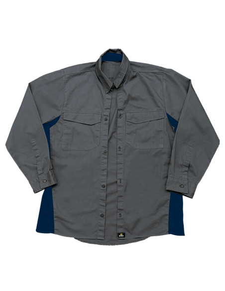 Camisa profesional mangas largas Dry Tech gris con azul Driven