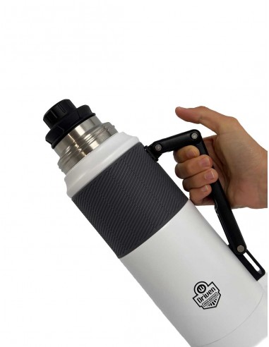 Termo de acero inoxidable con pico FLOW 360° blanco mano
