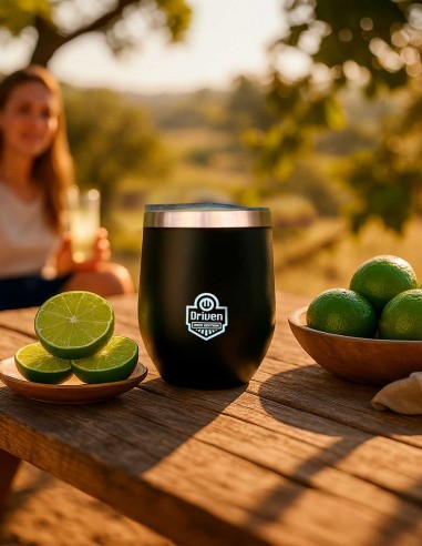 Mate vaso de acero inoxidable 350 ml negro exterior