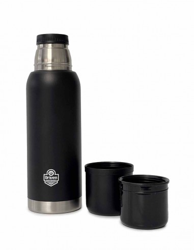 Termo de acero inoxidable 1 litro negro doble tapa