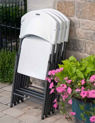Silla plegable blanca Lifetime guardado