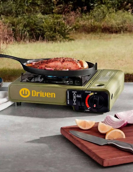 Anafe a gas portátil calentador camping verde militar comida