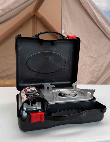 Anafe a gas portátil calentador para camping valija