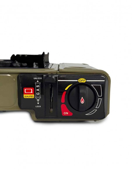 Anafe a gas portátil calentador camping verde militar regulador llama