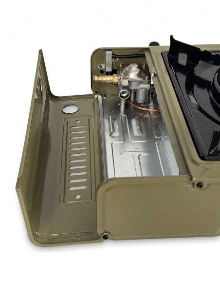 Anafe a gas portátil calentador camping verde militar cartucho gas