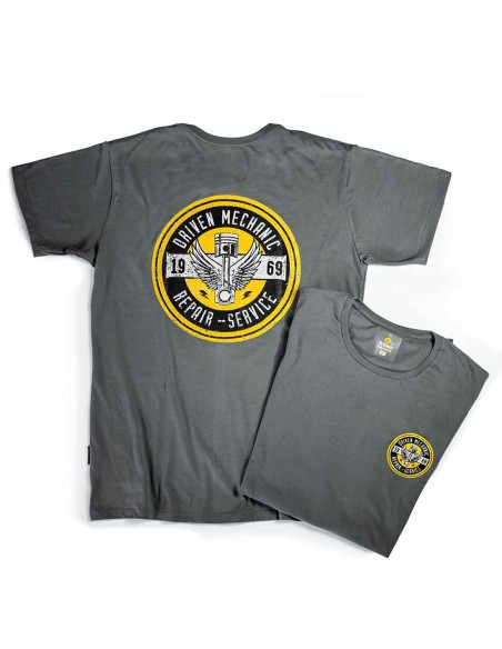 Remera hombre modelo Service Driven gris espalda