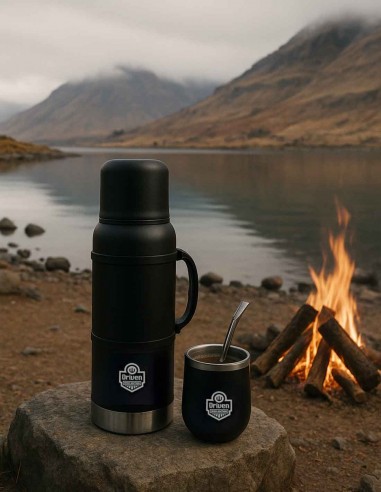 Mate vaso de acero inoxidable 350 ml negro lago