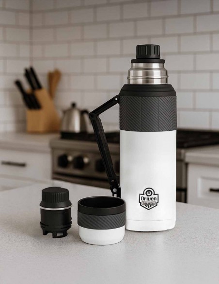 Termo de acero inoxidable con pico FLOW 360° blanco cocina