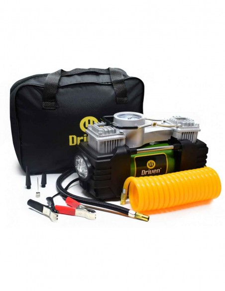 Compresor de aire metálico 12v doble cabezal luz led accesorios