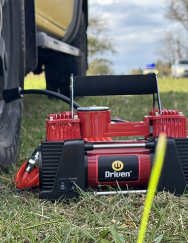 Compresor de aire metálico 12v doble cabezal luz baliza manguera