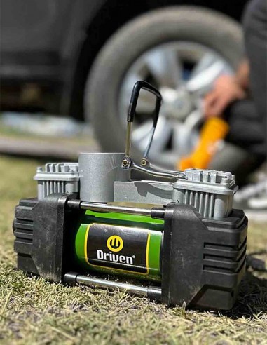 Compresor de aire metálico 12v doble cabezal luz led inflado