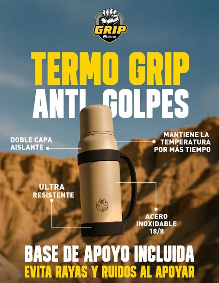 Termo GRIP de acero inoxidable 1 litro - negro