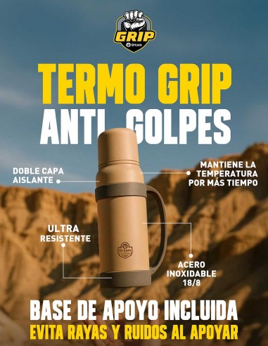 Termo GRIP de acero inoxidable 1 litro - gris