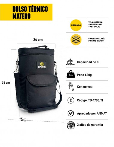 Bolso térmico matero negro  características