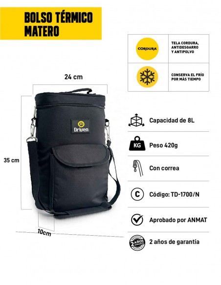Bolso térmico matero negro  características