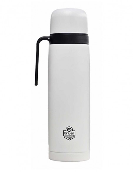 Termo media manija de acero inoxidable blanco