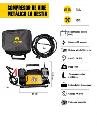 Compresor de aire metálico La Bestia características