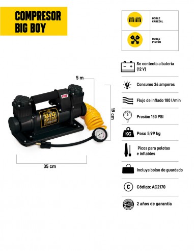Compresor de aire metálico Big Boy características