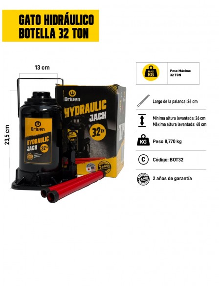 Gato hidráulico botella 32 TON características