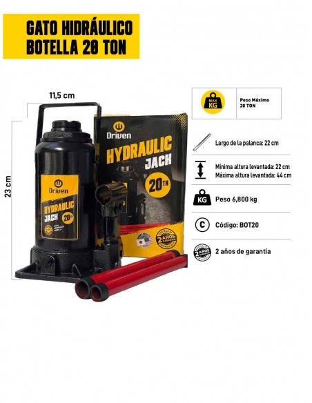 Gato hidráulico botella 20 TON características