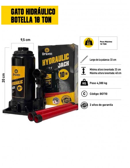 Gato hidráulico botella 10 TON características