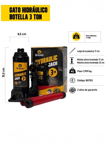 Gato hidráulico botella 3 TON características