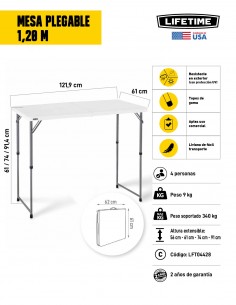 Mesa plegable 1,20 m Lifetime 2