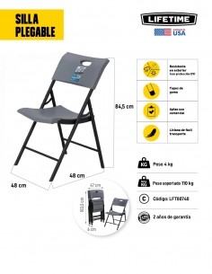Silla plegable gris Lifetime 2
