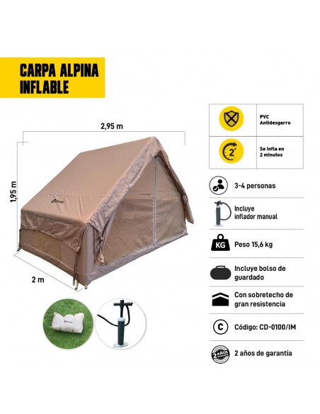 Carpa para 4 personas Alpina inflable características