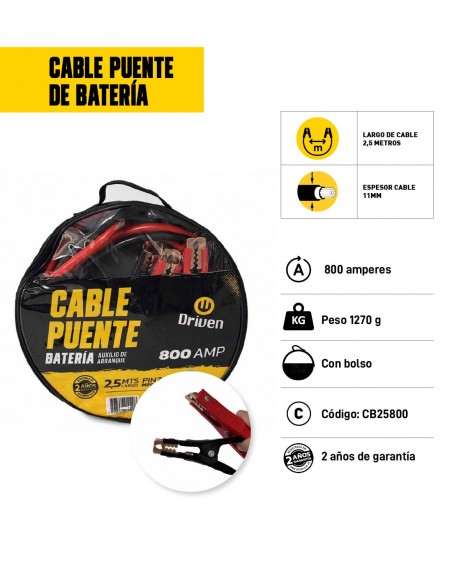 Cables puente de batería 800 AMP características