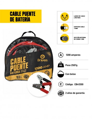 Cables puente de batería 1200 AMP 4mts características