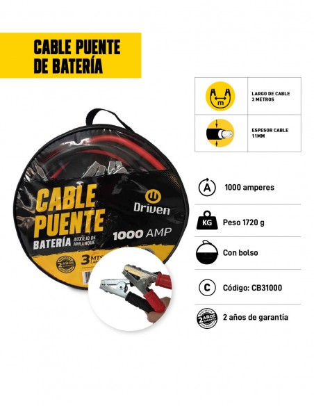 Cables puente de batería 1000 AMP características