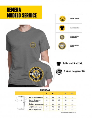 Remera de hombre modelo Service características
