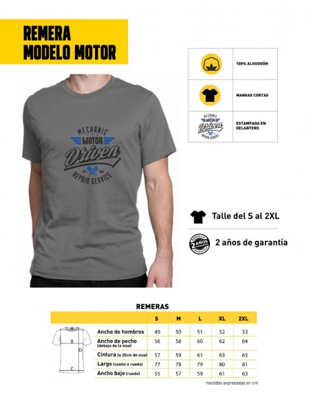 Remera de hombre modelo Motor características