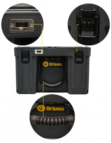 Caja baúl estanco 86 litros gris detalles