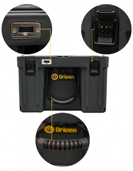 Caja baúl estanco 86 litros gris detalles