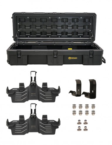Caja baúl estanco 128 litros negro + Sistema de montaje completo