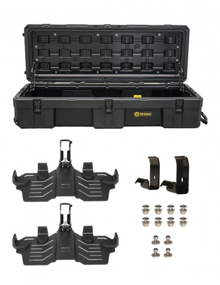 Caja baúl estanco 128 litros negro + Sistema de montaje completo